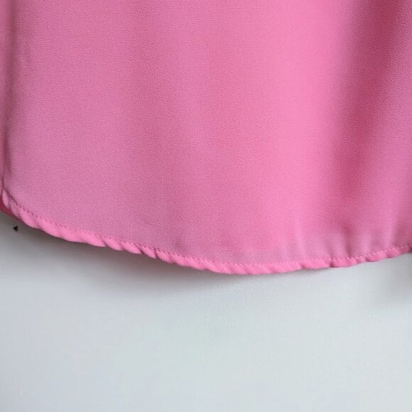 Lodys Pink Chiffon Tie Neck with Floral Lace Top - Picture 9 of 12